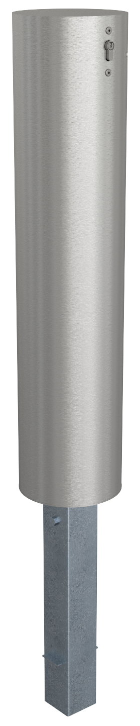 Schake 40204Z Edelstahlpoller Ø 204 mm herausnehmbar, mit Profilzylinderschloss und

drei Schlüssel, selbsteinrastende Verriegelung

mi Höhe Überflur ca. 900 mm