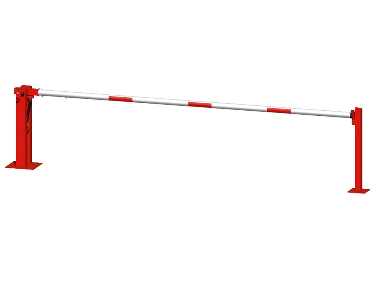 35e85272-2f26-44da-addb-6cee419e5dbe Schake 415_30FPB Handschranke mit Gasdruckfeder und festem Auflagepfosten lichte Weite: 3000 mm mit Dreikantverschluss