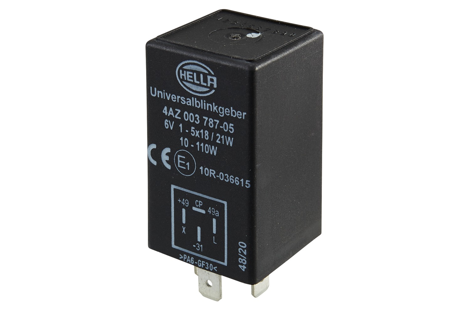 HELLA 4AZ 003 787-051 Blinkgeber - 6V - 4-polig - Anbau/gesteckt - elektronisch - mit Halter