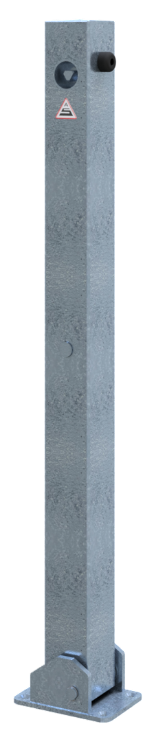 Schake Absperrpfosten, 70 mm x 70 mm, umlegbar, mit Dreikantverschluss oben | Beschaffenheit: feuerv