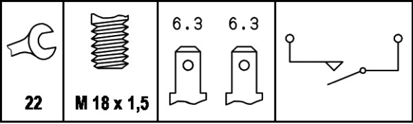 HELLA 6ZF 003 272-011 Schalter, Rückfahrleuchte - 12V - Anschlussanzahl: 2 - Flachstecker - geschrau