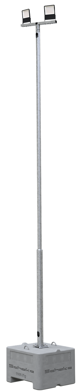 Schake 353150-SET1 Lampenmast SET aus Stahl           5,00 m Masthöhe, verzinkt 600 kg Beton- Aufstellvorrichtung Lichtfarbe: 4000 K