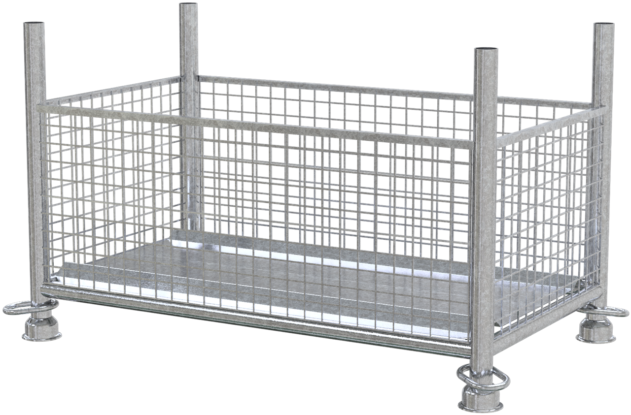 Schake Gitterboxpalette | 1,30m x 0,70m x 0,50m | verzinkt | with closed hook