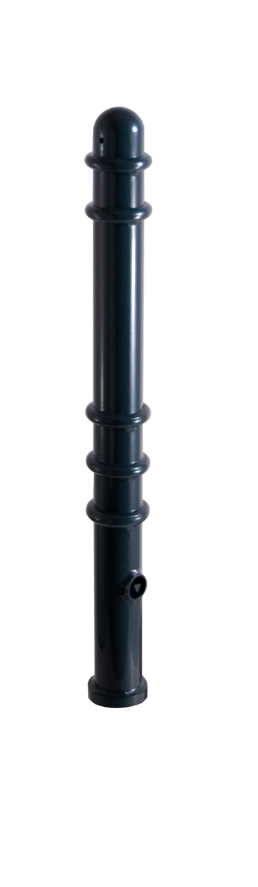 Schake 479FUHB Absperr-Stilpfosten Serie 479B Ø 76 mm umlegbar, selbsteinrastende Verriegelung

zum Einbetonieren, mit feuerverzinkter Bodenhülse Typ 47 mit Dreikantverschluss nach DIN 3223 ohne Öse