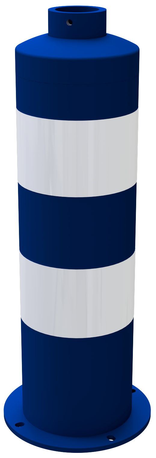 Schake 44170BB Inselpfosten aus Stahl Länge: 646 mm blau beschichtet RAL5005 mit 2 weißen Streifen Typ RA2/B