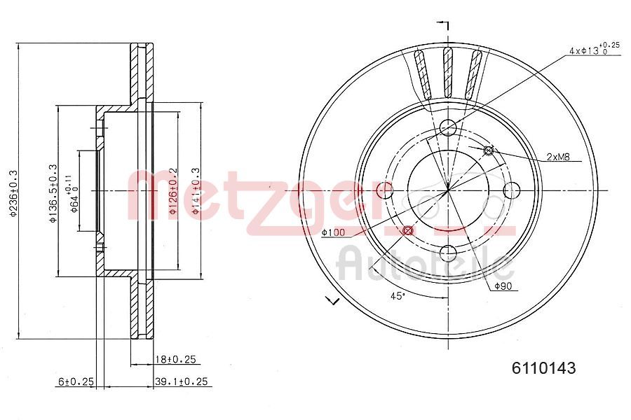 Metzger 6110143 Bremsscheibe