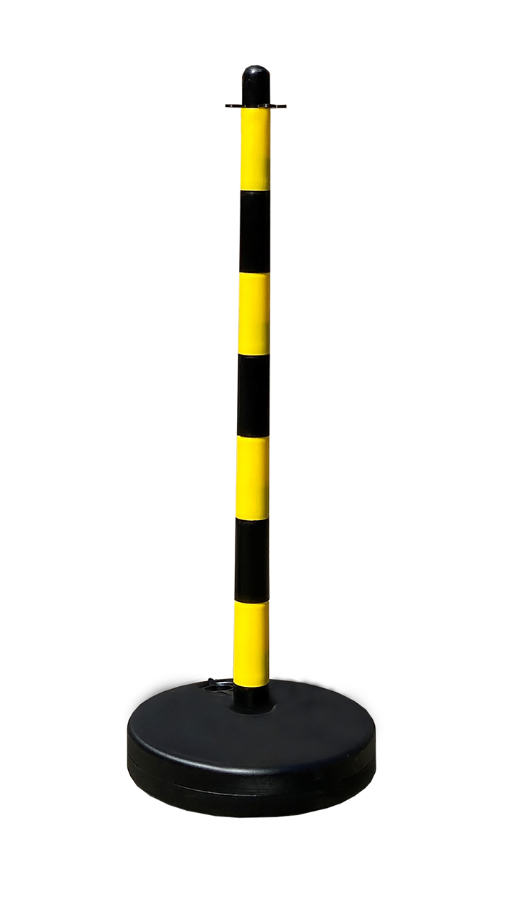 Schake 4041KBS Kettenständer aus  Ø 40 mm Kunststoffpfosten gelb/schwarz befüllbarer, runder Fuß