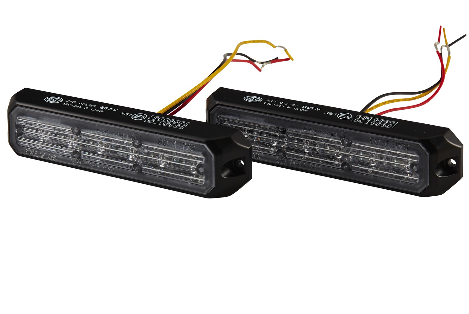 HELLA 2XD 012 160-871 LED-Blitz-Kennleuchte - BST - 12/24V - weiß - Anbau - glasklar - weiß - Kabel:
