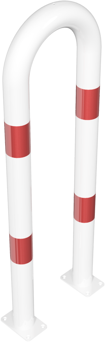 Schake 477_07PB Universalbügel aus Stahlrohr Ø 76 x 2,6 mm für Dübelbefestigung Gesamtbreite: 400 mm Gesamthöhe: 1150 mm feuerverzinkt und weiß beschichtet

mit rot reflektierenden Leuchtstreifen