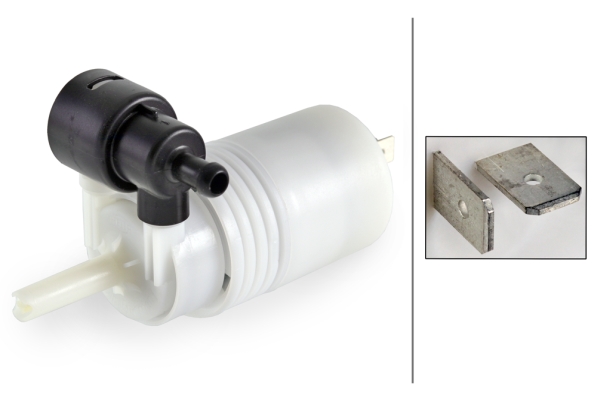 HELLA 8TW 005 206-011 Waschwasserpumpe, Scheibenreinigung - 12V - elektrisch - Dualpumpe - 2bar - Fö