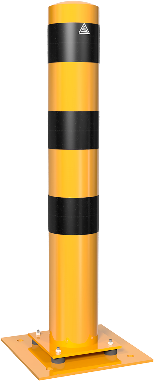 Schake 40153NP Stahlrohrpoller Ø 152 x 3,2 mm zum Aufdübeln, elastisch gelb / schwarz feuerverzinkt