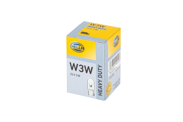 8GP_003_594-241a HELLA 8GP 003 594-241 Glühlampe - W3W - Heavy Duty - 24V - 3W - Sockelausführung: W2,1x9,5d - Schach