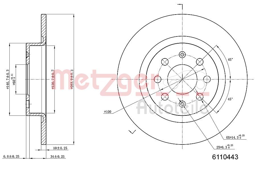Metzger 6110443 Bremsscheibe