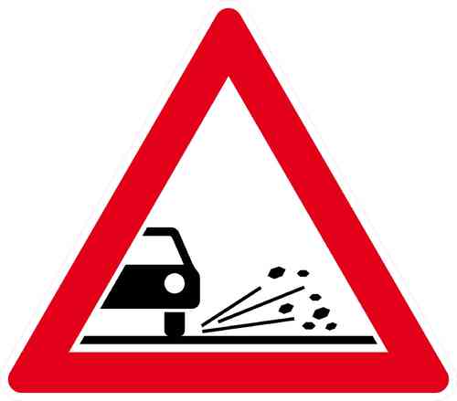 Verkehrszeichen Splitt, Schotter
