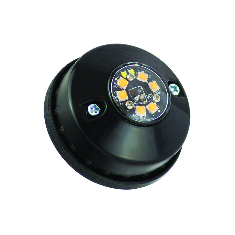 Rundes LED Blitzmodul, Serie "HideAway", Blau, 50 mm Ø, Ein- und Aufbau