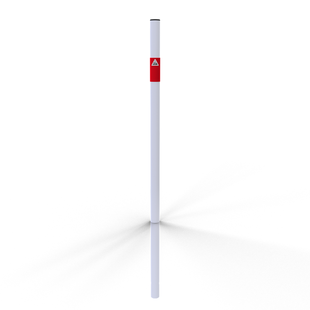 Schake 4042B Absperrpfosten Stahlrohr Ø 42 x 2,5 mm ortsfest zum Einbetonieren feuerverzinkt und weiß beschichtet

mit rot reflektierendem Leuchtstreifen ohne Öse