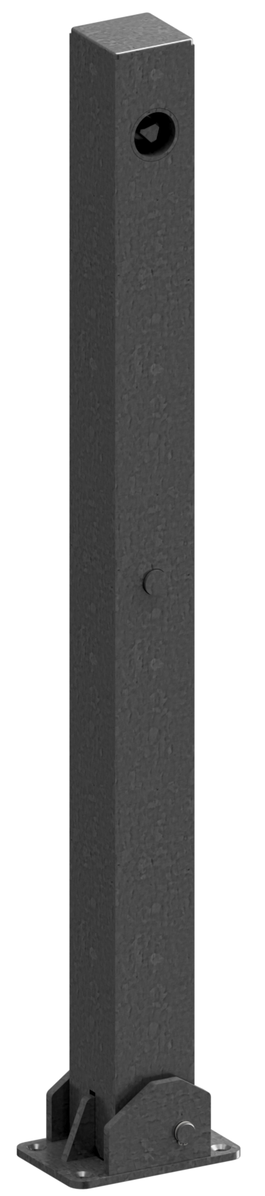 Schake Absperrpfosten, 70 mm x 70 mm, umlegbar, mit Dreikantverschluss oben | Beschaffenheit: feuerv