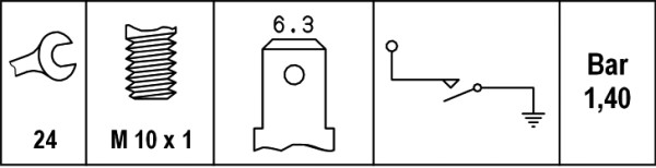 HELLA 6ZL 003 259-471 Öldruckschalter - 12V - Anschlussanzahl: 1 - Flachstecker - Schließer