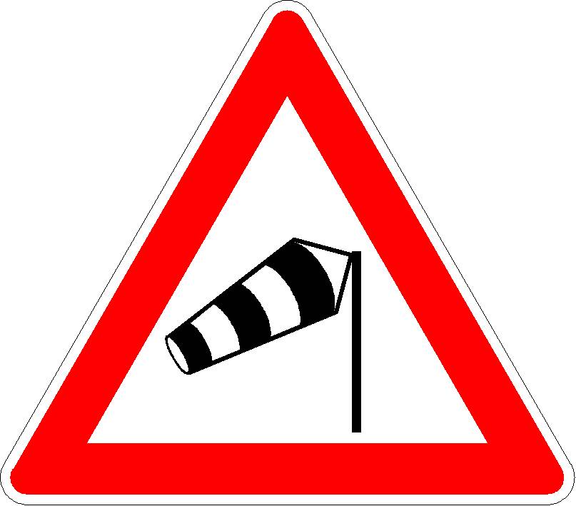 Verkehrszeichen Seitenwind von rechts