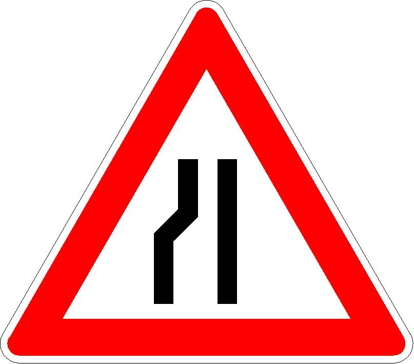 Einseitig verengte Fahrbahn, Verengung links VZ 121-20
