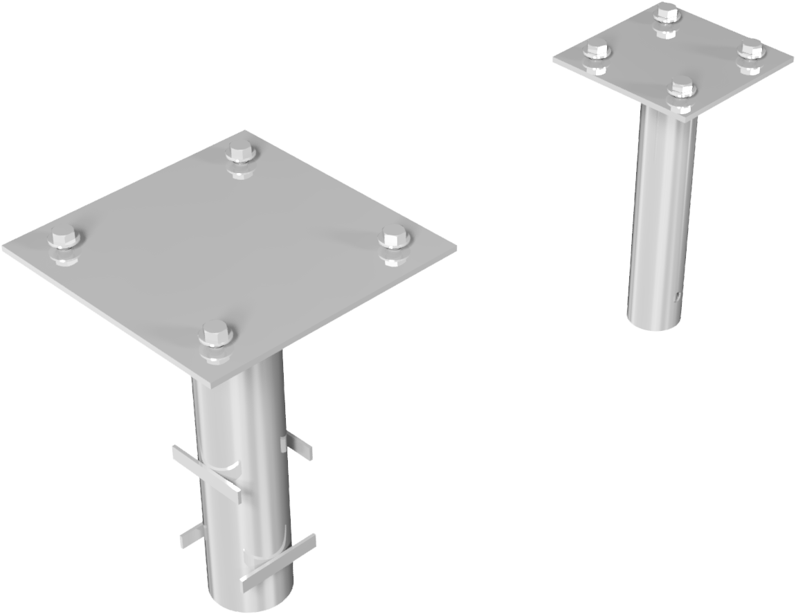 Satz Bodenhülse zum Einbetonieren  für Haupt- und Auflagepfosten