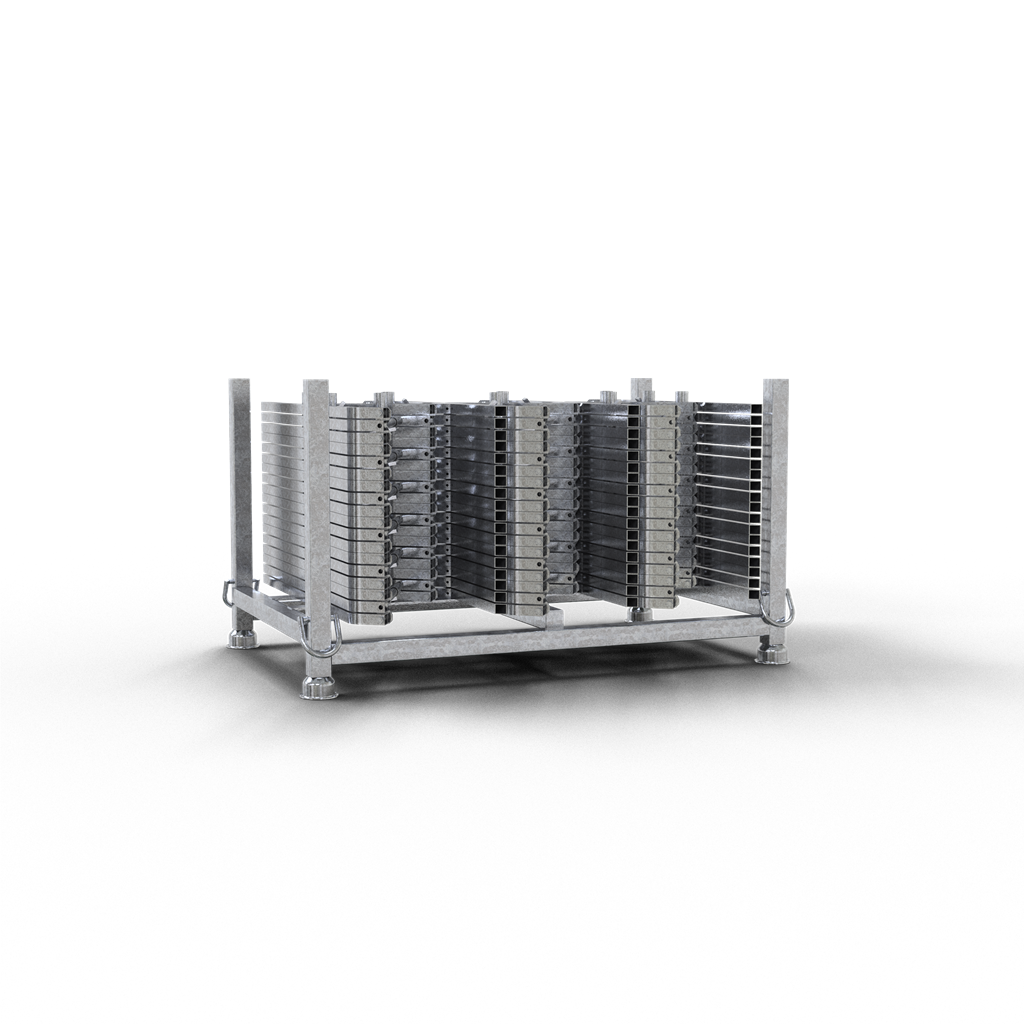 Schake SET mit 36 Dreifußständer     mit Stapelpalette aus Vierkantrohr (Art.-Nr. 50115)

und Adapter für Dreifußständer (Art.-Nr. 5011