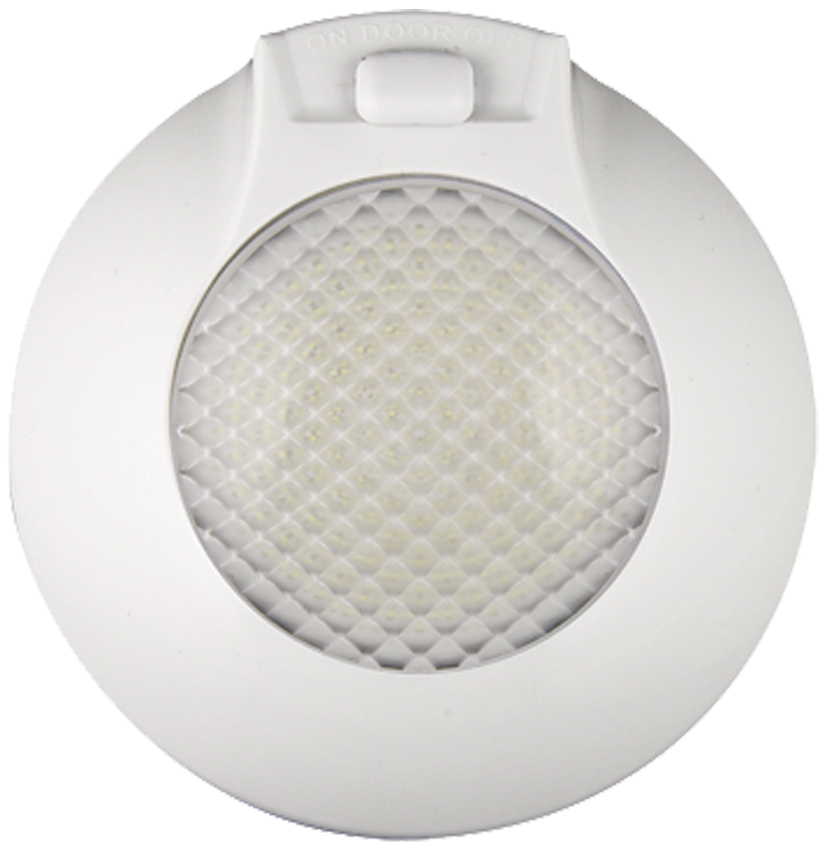 LED Innenraumleuchte, Serie 143, weißer Rahmen, mit Türkontaktschalter, 24 Volt