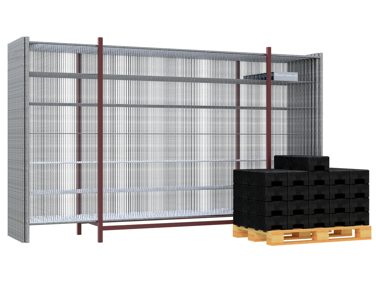 80526274-c2b7-4e97-ac11-083a2292e2e7 Schake BZ-20CLOUD SET zweiteilig mit 20 Bauzäunen und Zubehör auf Transportpaletten Mobilzaun ,,Cloud