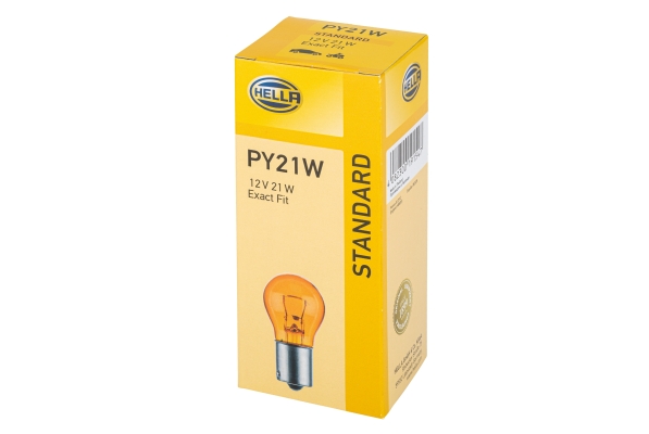 HELLA 8GA 006 841-121 Glühlampe - PY21W - Standard - 12V - 21W - Sockelausführung: BAU15s - Schachte