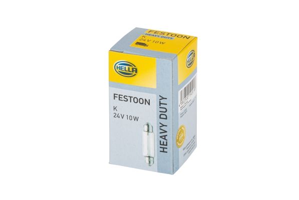 HELLA 8GM 002 091-251 Glühlampe - Soffittenlampe - Heavy Duty - 24V - 10W - Sockelausführung: SV8,5-