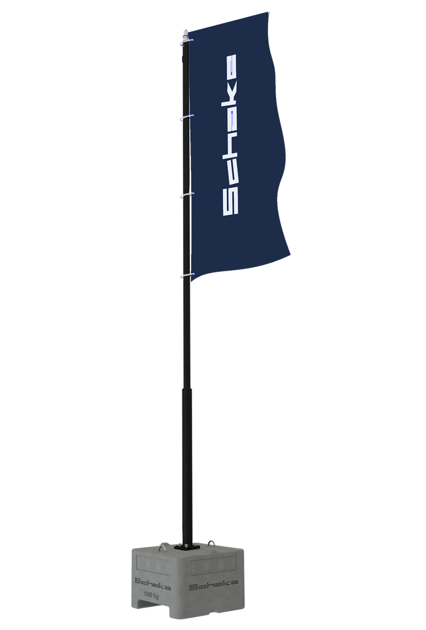 Schake 3531F-RAL9005-SET Fahnenmast SET aus Stahl Stahlmast, RAL 9005