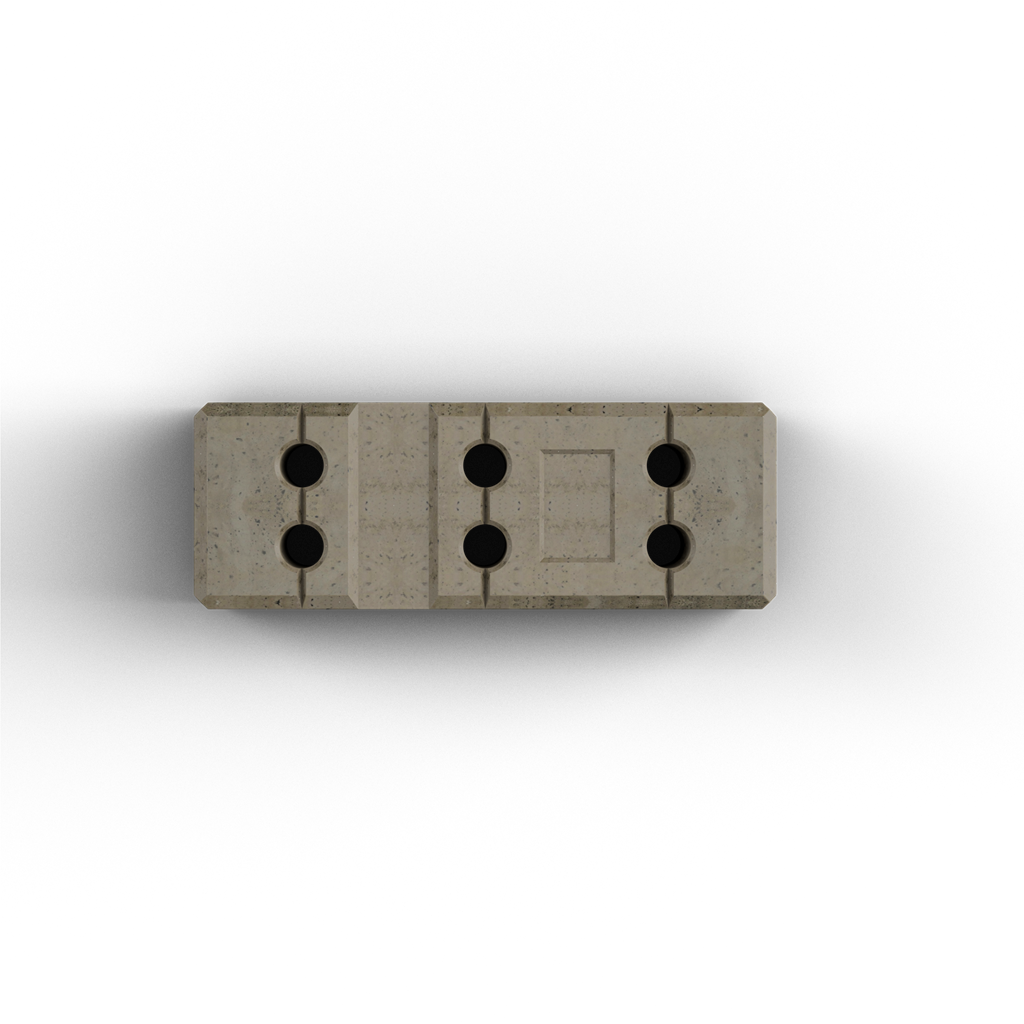 Schake 3F105 Bauzaunfuß  aus Beton Länge: 620 mm

Höhe: 130 mm

Breite: 220 mm

mit 6 Löchern (Ø 47 mm) 

35,5 kg
