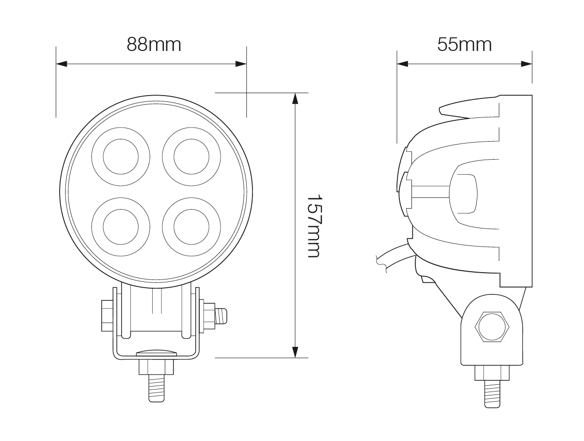 LED Arbeitsscheinwerfer, Serie Blackline, Rot, Rund, 12 Watt, 12/24 Volt, Flutlicht