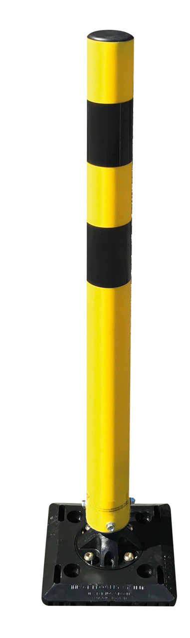 Schake 4261BG KICKBACK © Poller Ø 60 mm mit Grundplatte zum Aufdübeln Quick Release gelb mit schwarzen Streifen