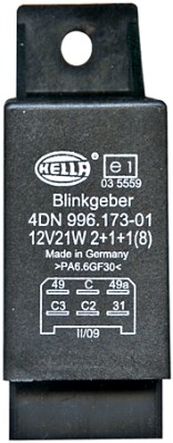 HELLA 4DN 996 173-017 Blinkgeber - 12V - 6-polig - Anbau/Bügelbefestigung - elektronisch - mit Halte