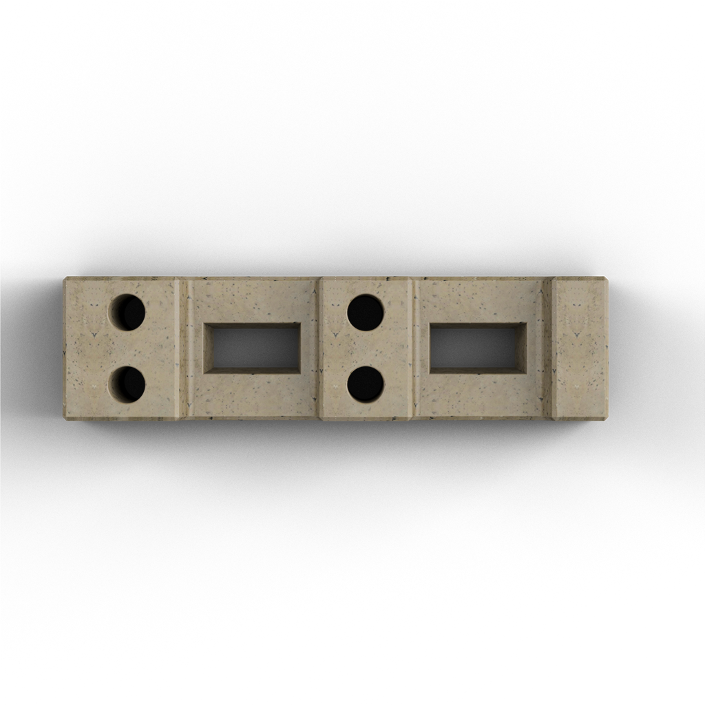 Schake 3F101 Bauzaunfuß  aus Beton Länge: 700 mm

Höhe: 130 mm

Breite: 190 mm

mit 4 Löchern (Ø 46 mm)

25 kg