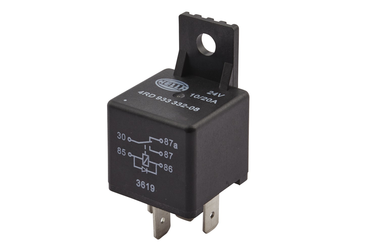 10106778a_AM0 HELLA 4RD 933 332-081 Relais, Arbeitsstrom - 24V - 5-polig - Wechsler - mit Halter/mit Löschdiode