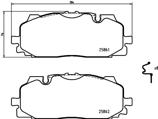 HELLA 8DB 355 021-641 Bremsbelagsatz, Scheibenbremse