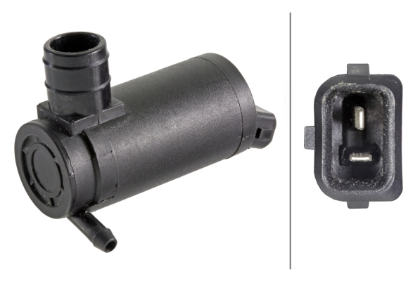 HELLA 8TW 006 848-001 Waschwasserpumpe, Scheibenreinigung - 12V - elektrisch - Monopumpe - schwarz