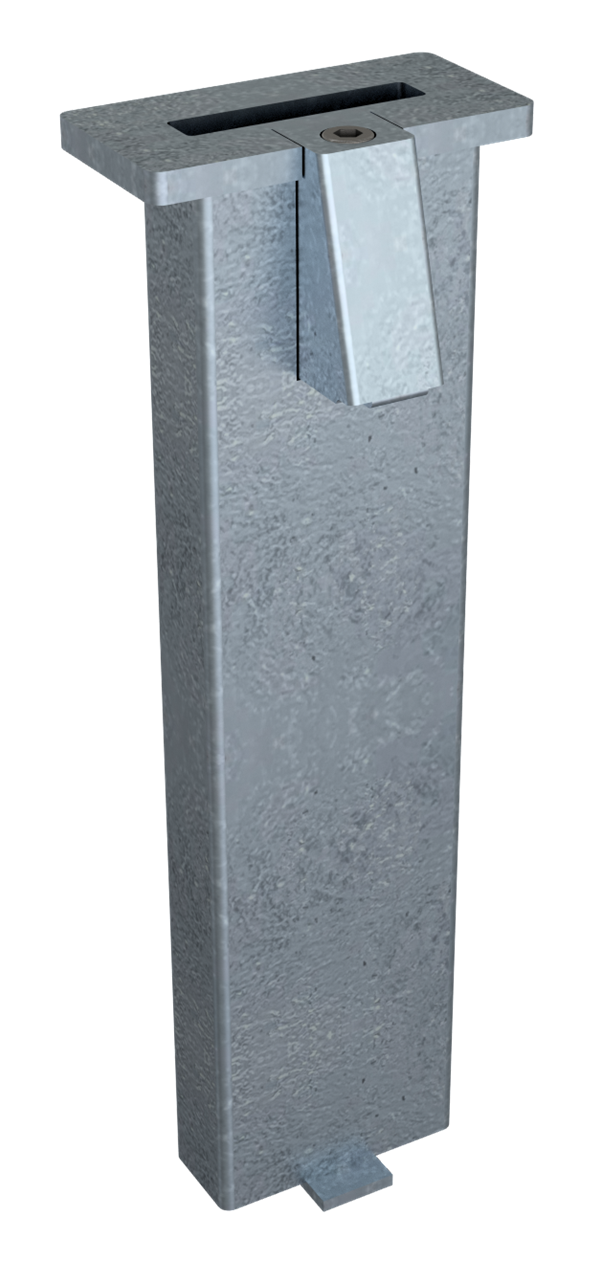 0338e7be-3eba-4d4f-a671-41bfef8c526d Schake 450_41 Bodenhülse mit Feststellvorrichtung für Flachstahlanlehnbügel und Vierkantanlehnbügel für 50 x 12 und 50 x 10 Vierkantrohr