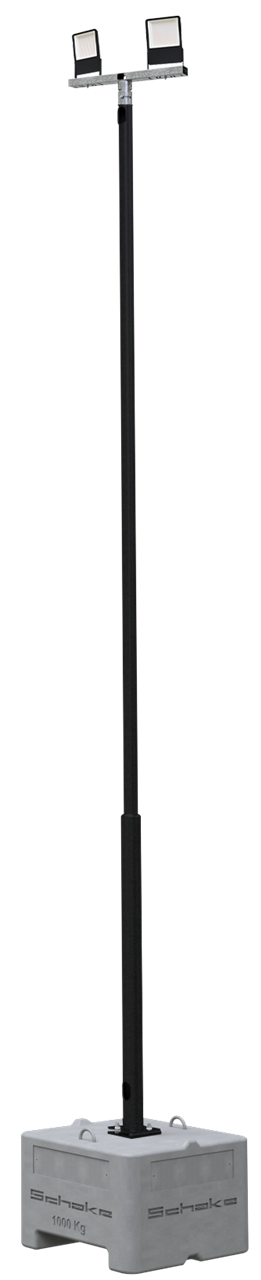 Schake 353160-RAL9005-SET2 Lampenmast SET aus Stahl           6,00 m Masthöhe, RAL9005 1000 kg Beton- Aufstellvorrichtung Lichtfarbe: 4000 K