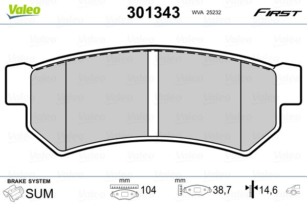 Valeo 301343 Bremsbelagsatz, Scheibenbremse