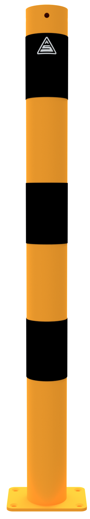 Schake 476PBG Absperrpfosten Stahlrohr Ø 76 x 2,6 mm gelb / schwarz ortsfest, für Dübelbefestigung

mit Bodenplatte 100 x 150 mm ohne Öse