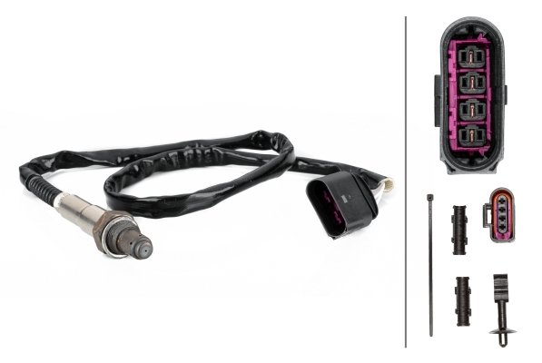 HELLA 6PA 358 103-271 Lambdasonde - 4-polig - Kabel: 620mm - mit Befestigungsmaterial