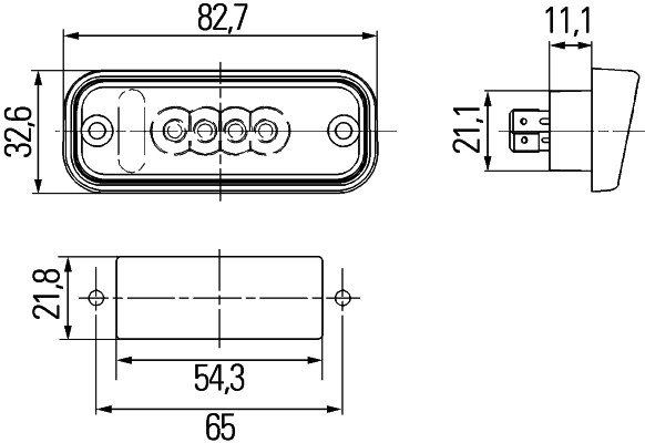 N188 HELLA 2KA 010 278-017 Kennzeichenleuchte - LED - 24V - Einbau - LED-Lichtfarbe: weiß - Stecker: Flac