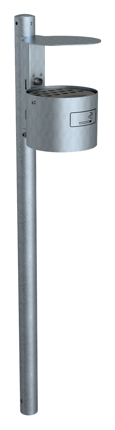Schake 4167 Rundascher mit Dach zur  Wand- und Pfostenbefestigung feuerverzinkt mit Standpfosten Ø60x1300mm