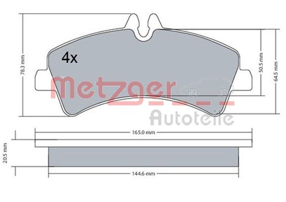 Metzger 1170543 Bremsbelagsatz, Scheibenbremse