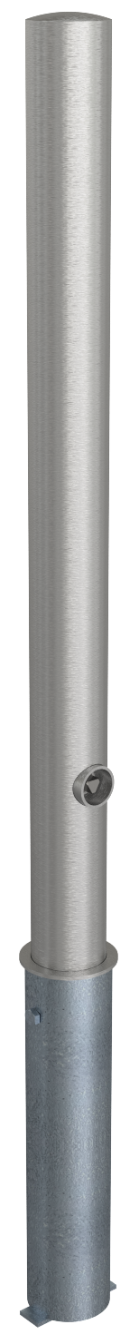 Schake 4072F Edelstahlpfosten Ø 76 mm ohne Ziernut herausnehmbar, selbsteinrastende Verriegelung

mit feuerverzinkter Bodenhülse Typ 476.40

ca. 40 mit Dreikantverschluss nach DIN 3223 ohne Öse