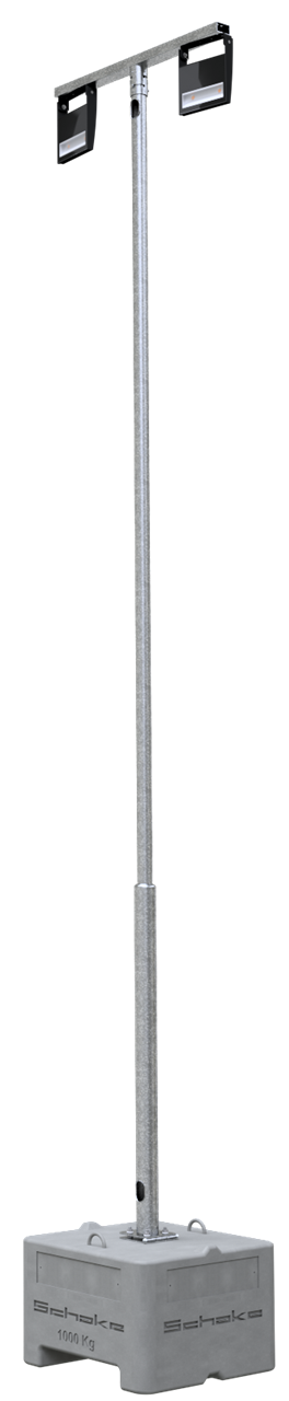 Schake 353140-IF-SET1 Lampenmast SET aus Stahl           4,00 m Masthöhe, verzinkt 600 kg Beton- Aufstellvorrichtung Lichtfarbe: 3000 K, insektenfreundlich