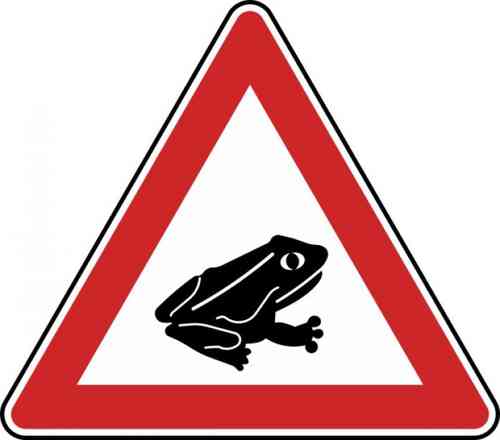 Verkehrszeichen Amphibienwanderung, Aufstellung links